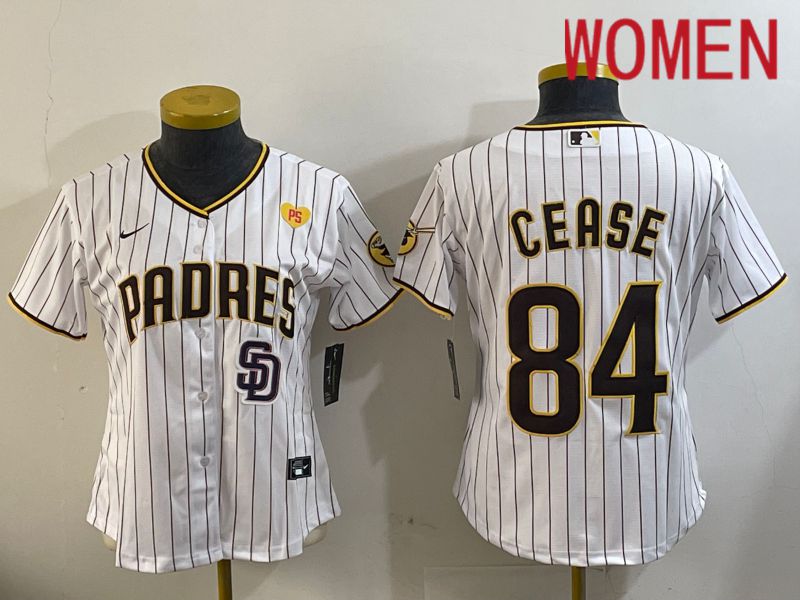 Women San Diego Padres #84 Cease White Stripe Game 2024 Nike MLB Jersey style 11204